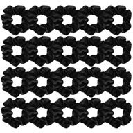 🖤 20 black velvet scrunchies, didder hair scrunchies, large soft bobbles ropes pack - solid colors elastic scrunchies for women girls logo