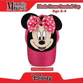 img 1 attached to 🎀 Disney Minnie Mouse Kids Baseball Cap 3D Ears Design - Toddler Hat for Girls, Ages 2-7