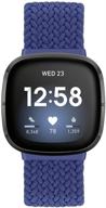 🔵avod fitbit sense/fitbit versa 3 плетеные ремешки solo loop - эластичный нейлоновый плетеный запасной браслет для женщин и мужчин (синий, размер 4: 149 мм-156 мм запястье) логотип