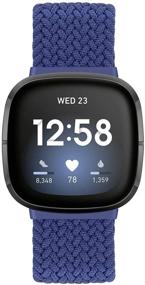 img 4 attached to 🔵AVOD Fitbit Sense/Fitbit Versa 3 плетеные ремешки Solo Loop - эластичный нейлоновый плетеный запасной браслет для женщин и мужчин (синий, размер 4: 149 мм-156 мм запястье)