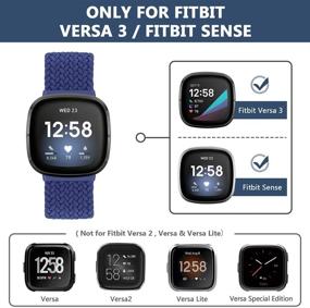 img 1 attached to 🔵AVOD Fitbit Sense/Fitbit Versa 3 плетеные ремешки Solo Loop - эластичный нейлоновый плетеный запасной браслет для женщин и мужчин (синий, размер 4: 149 мм-156 мм запястье)