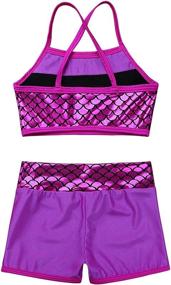 img 1 attached to 🧜 Agoky 2PCS Sequins Mermaid Tank Top Shorts Set for Little Big Girls: Ideal Tankini Swimwear or Gymnastics Leotard