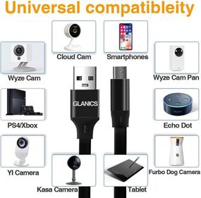 img 1 attached to 🔌 6ft Micro USB Cable by GLANICS - Charger & Data Sync Cable for Wyze Cam, Wyze Camera, Cloud Cam, Android Phone, Mobile Power, and More (Black)