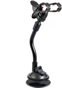 img 3 attached to 📱 TECOTEC Flexible Gooseneck Phone Holder for Car Dash & Windshield with Strong Suction Cup Mount - Universal Long Arm Double Clip Design for Cellphones & GPS