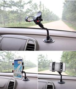 img 2 attached to 📱 TECOTEC Flexible Gooseneck Phone Holder for Car Dash & Windshield with Strong Suction Cup Mount - Universal Long Arm Double Clip Design for Cellphones & GPS