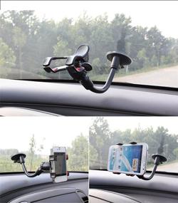 img 1 attached to 📱 TECOTEC Flexible Gooseneck Phone Holder for Car Dash & Windshield with Strong Suction Cup Mount - Universal Long Arm Double Clip Design for Cellphones & GPS