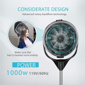 img 1 attached to VIVOHOME 1000W Salon Equipment Professional Stand Up Bonnet Hair Dryer Hooded Floor Stand Rolling Base with Wheels for Beauty Spa Home - Height Adjustable