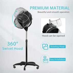 img 2 attached to VIVOHOME 1000W Salon Equipment Professional Stand Up Bonnet Hair Dryer Hooded Floor Stand Rolling Base with Wheels for Beauty Spa Home - Height Adjustable
