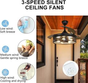 img 1 attached to 💨 Depuley 42'' Black Ceiling Fan with Remote and Vintage Cage Light Fixture - Retractable Blades, Ideal for Kitchen, Dining Room, Living Room - 5 E26 Base (No Bulbs)