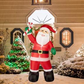 img 1 attached to Captivating SUPERJARE 8 FT Christmas Inflatable Santa Claus: Vibrant Candy Design, Brilliant LED Light Decoration, Animated for Spectacular Yard Party Lawn, Ideal for Indoor & Outdoor Festivities