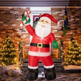 img 2 attached to Captivating SUPERJARE 8 FT Christmas Inflatable Santa Claus: Vibrant Candy Design, Brilliant LED Light Decoration, Animated for Spectacular Yard Party Lawn, Ideal for Indoor & Outdoor Festivities