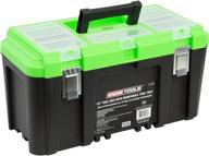 🔧 oemtools 22160 19 inch tool box: removable tray, small parts organizer, heavy duty w/ 2 latches, green - rated up to 40 lbs logo
