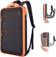 🎒 versatile 15-16 inch laptop backpack with usb port - slim, expandable, and spill-resistant - ideal for macbooks, surface-books, dell, hp, lenovo, asus computers - gray orange logo