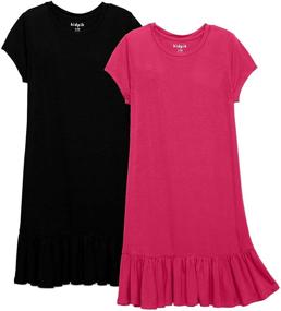 img 4 attached to 👗 KIDPIK Ruffle Hem T-shirt Dress 2-Pack - Girls' Dresses for Enhanced SEO