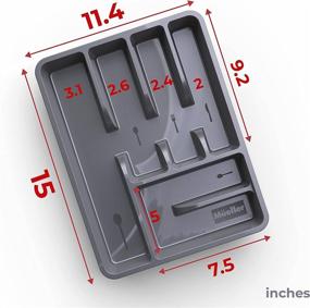 img 1 attached to 🍴 Mueller Flatware Kitchen Drawer Organizer: 6 Compartment Silverware Tray, Heavy-Duty Cutlery Tray for Utensils, Compact and Stylish in Dark Grey - Perfect for Dining and Living Rooms