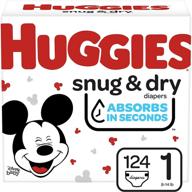 👶 huggies snug & dry size 1 baby diapers - 124 count, white (seo optimized) logo