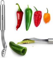 🌶️ esre stainless steel pepper core remover tool, jalapeno corer for chili deseeding, sharp edge kitchen gadget, dishwasher safe, slice off vegetable tops for barbecue - better seo logo