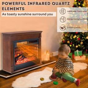 img 1 attached to 🔥 27" Freestanding Electric Fireplace Mantel Heater with Realistic Flame Effect, Remote Control & Timer for Indoor Use – Wooden Infrared Quartz, Logs Set, Overheat Auto Shut Off Thermostat – Perfect for Home Use