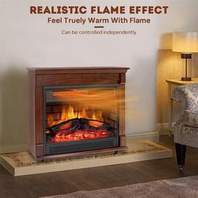 img 3 attached to 🔥 27" Freestanding Electric Fireplace Mantel Heater with Realistic Flame Effect, Remote Control & Timer for Indoor Use – Wooden Infrared Quartz, Logs Set, Overheat Auto Shut Off Thermostat – Perfect for Home Use