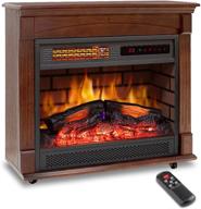 🔥 27" freestanding electric fireplace mantel heater with realistic flame effect, remote control & timer for indoor use – wooden infrared quartz, logs set, overheat auto shut off thermostat – perfect for home use logo