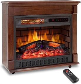img 4 attached to 🔥 27" Freestanding Electric Fireplace Mantel Heater with Realistic Flame Effect, Remote Control & Timer for Indoor Use – Wooden Infrared Quartz, Logs Set, Overheat Auto Shut Off Thermostat – Perfect for Home Use
