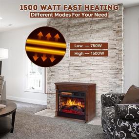 img 2 attached to 🔥 27" Freestanding Electric Fireplace Mantel Heater with Realistic Flame Effect, Remote Control & Timer for Indoor Use – Wooden Infrared Quartz, Logs Set, Overheat Auto Shut Off Thermostat – Perfect for Home Use
