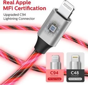 img 2 attached to 🔴 Кабель USB C на Lightning, сертифицированный Apple MFi: 3 фута Классный светящийся зарядник для iPhone 12 - Быстрая зарядка для iPhone 12 11 Pro Max Mini X XS XR 8 Plus 10 7 6 SE, iPad 8-й - Красный