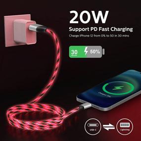 img 3 attached to 🔴 Кабель USB C на Lightning, сертифицированный Apple MFi: 3 фута Классный светящийся зарядник для iPhone 12 - Быстрая зарядка для iPhone 12 11 Pro Max Mini X XS XR 8 Plus 10 7 6 SE, iPad 8-й - Красный