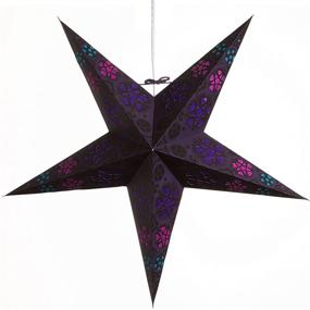 img 3 attached to ✨ Purple Paper Star Lantern: Hearts and Stars Design | 12-Foot Power Cord Included