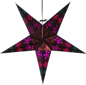 img 2 attached to ✨ Purple Paper Star Lantern: Hearts and Stars Design | 12-Foot Power Cord Included