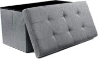 🛋️ nisuns ot03 30 inch foldable gray linen fabric storage bench ottoman логотип