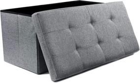 img 4 attached to 🛋️ NISUNS OT03 30 Inch Foldable Gray Linen Fabric Storage Bench Ottoman