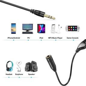 img 2 attached to 🎧 10-inch 3.5mm Headphone Extension Cables with Volume Control - PChero 2pcs Male to Female Stereo Audio Extension Cord for Smartphone Tablets MP3 Players