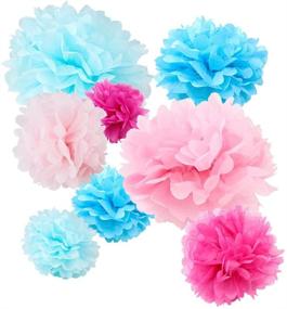 img 4 attached to 🎉 WYZworks Assorted Bubblegum Color Pack Pom Pom Flower Decorations for Parties and Events