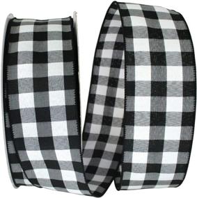 img 1 attached to Reliant Ribbon Celine Plaid Twill Wired Edge Ribbon - 2-1/2 Inch X 50 Yards in Classic Black/White