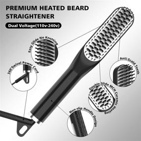 img 2 attached to 🧔 Men's Beard Straightening Comb with FREE Beard Oil and Balm Set | Fast Anti-Scald Ceramic Heated Brush | 3 Temperature Settings | Portable for Travel and Home Use