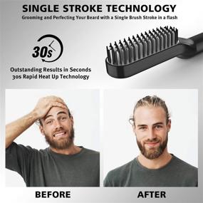 img 1 attached to 🧔 Men's Beard Straightening Comb with FREE Beard Oil and Balm Set | Fast Anti-Scald Ceramic Heated Brush | 3 Temperature Settings | Portable for Travel and Home Use