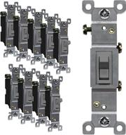 enerlites 15a toggle light switch, single pole, 120-277v, grounding screw, gray (10 pack) - ul listed, residential grade, 88115-gr-10pcs, 10 count логотип