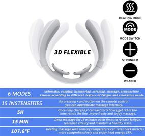 img 2 attached to Массажер для шеи KONWEDA: умный массаж с тепловыми импульсами для глубокого тканевого триггерного массажа с беспроводным пультом дистанционного управления для дома, офиса, путешествий - идея в подарок.