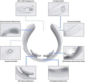img 3 attached to Массажер для шеи KONWEDA: умный массаж с тепловыми импульсами для глубокого тканевого триггерного массажа с беспроводным пультом дистанционного управления для дома, офиса, путешествий - идея в подарок.