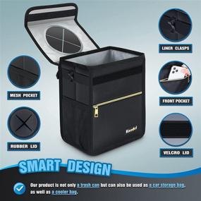 img 2 attached to 🗑️ Convenient and Leak-Proof Knodel Car Trash Can with Lid - Small, Black