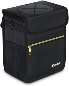 img 4 attached to 🗑️ Convenient and Leak-Proof Knodel Car Trash Can with Lid - Small, Black