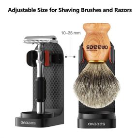 img 1 attached to 🪒 Compact Shaving Organizer: Black ABS Assembly Stand for Shaving Brushes, DE Razors, Soap Bowl