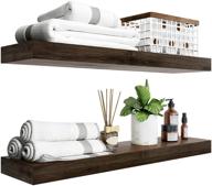 bamfox floating shelves set of 2 - natural bamboo wall shelf with large storage - wall mounted shelves for kitchen living room bathroom bedroom logo