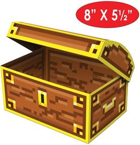 img 3 attached to 🎮 8-Bit Pixelated Treasure Chest: Retro Video Arcade Game Birthday Party Decorations, 8" x 5.5", Brown/Yellow by Beistle