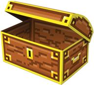 🎮 8-bit pixelated treasure chest: retro video arcade game birthday party decorations, 8" x 5.5", brown/yellow by beistle logo