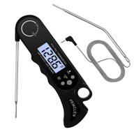 🌡️ black digital dual probe meat thermometer with backlight, magnet, calibration – instant read food thermometer for cooking, kitchen, deep frying, grilling, bbq, candy, turkey logo