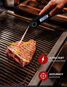 img 2 attached to 🌡️ Black Digital Dual Probe Meat Thermometer with Backlight, Magnet, Calibration – Instant Read Food Thermometer for Cooking, Kitchen, Deep Frying, Grilling, BBQ, Candy, Turkey