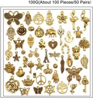 wholesale charms and pendants: 100g assorted charms and beads for jewelry making - antique gold logo