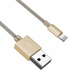 img 1 attached to 🔌 Premium Nylon Braided Gold Apple MFI Certified Lightning to USB Cable - 4 FT – Crave